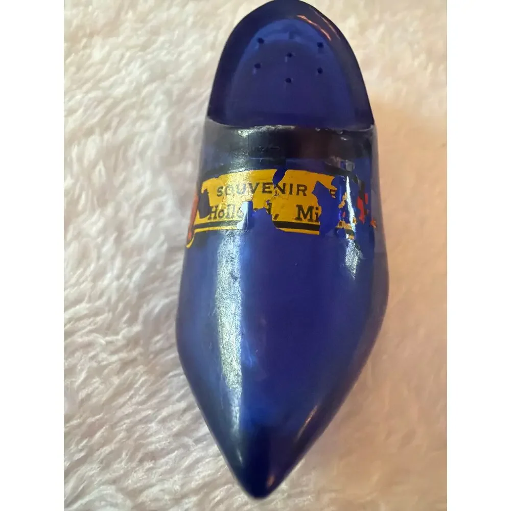 Vintage Cobalt Blue Shoe Souvenir Salt Shaker Holland Michigan Collectible